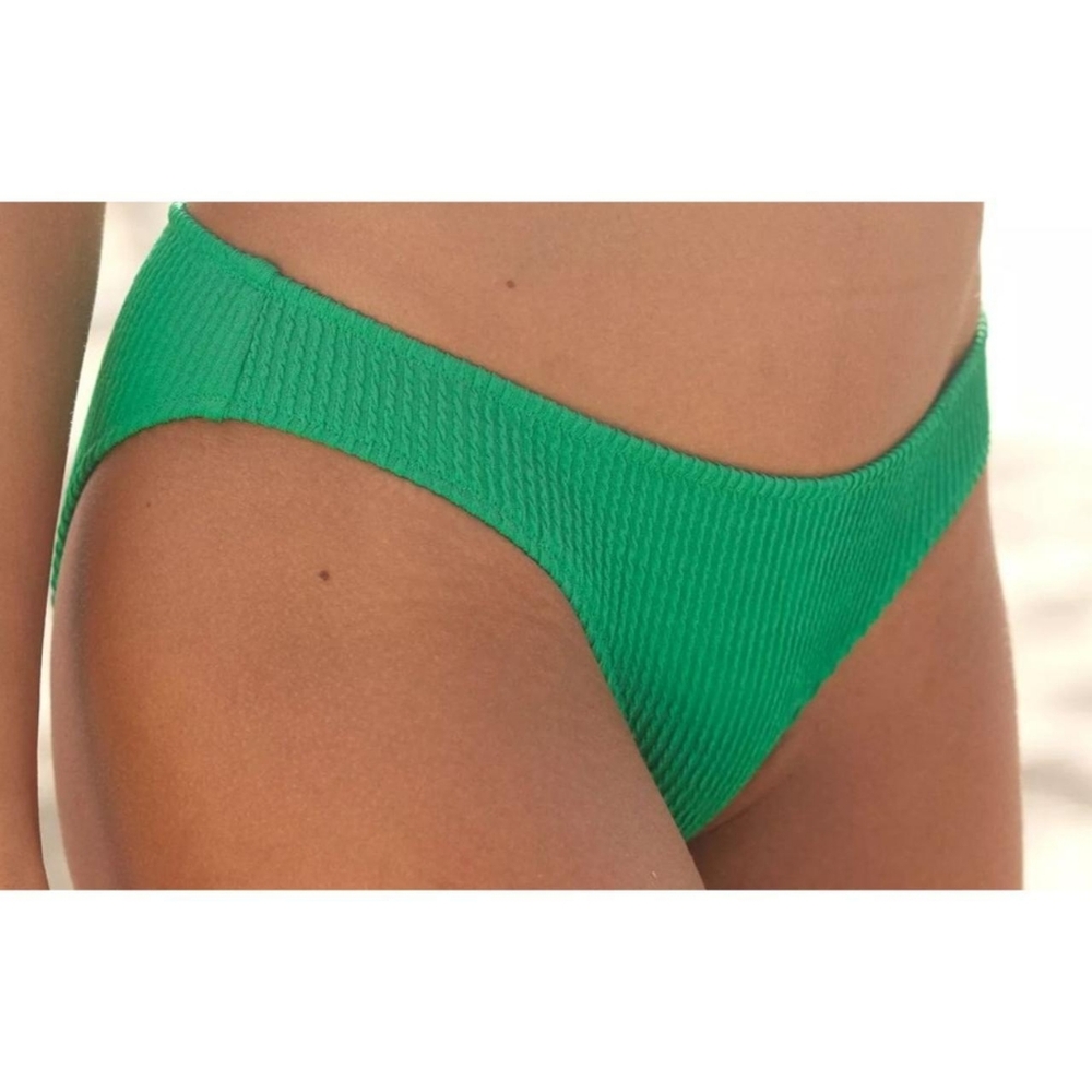 Aerie Green Textured High Leg Cut Bikini Bottom
